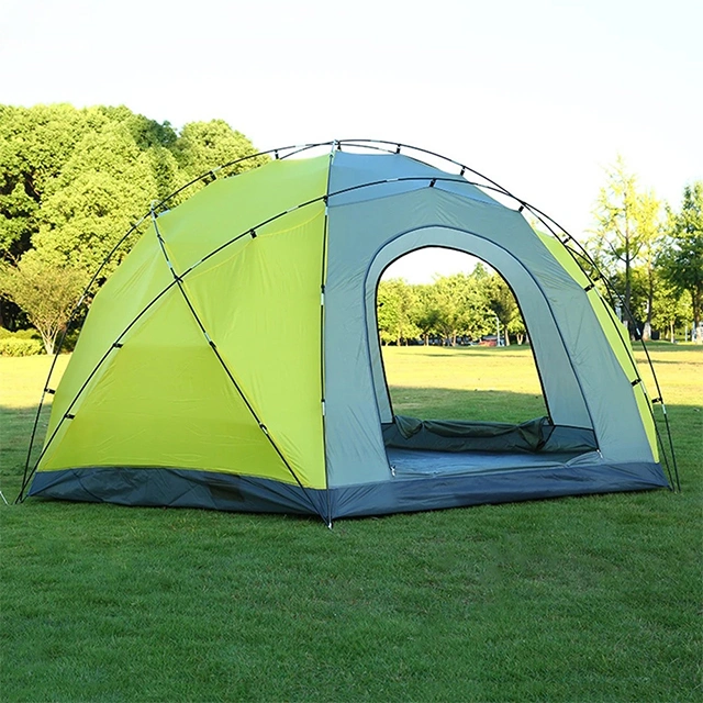 Double Layer & Double Door Hexagon Automatic 3-4 Person Outdoor Camping Tent