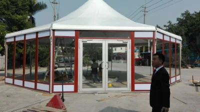 Tenda per eventi di lusso in alluminio con baldacchino per pagoda esagonale all'aperto